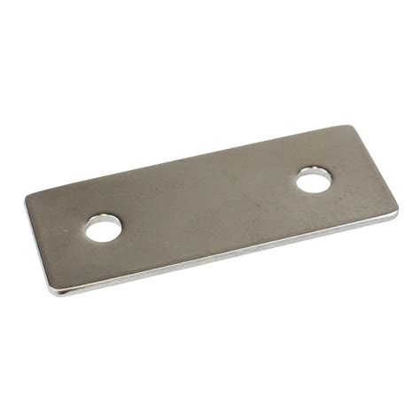 very thin sheets of metal|metal plate with two holes.